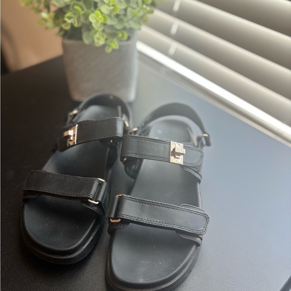 Women’s A New Day Black Sandals – Double Strap with Buckle – Size 8 - Picture 2 of 6